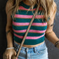 Striped Round Neck Knit Vest