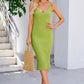 Ribbed Slit Spaghetti Strap Sweater Dress