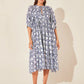 Floral Tie Neck Lantern Sleeve Dress