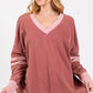 SAGE + FIG Mineral Wash Side Slit Contrast T-Shirt