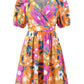 Printed Surplice Short Sleeve Dress