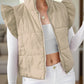 Pocketed Zip Up Cap Sleeve Jacket