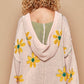 POL Floral Pattern Hooded High-Low Sweater