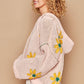 POL Floral Pattern Hooded High-Low Sweater