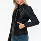 Snobbish Faux Leather Zip Up Mock Neck Jacket