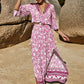 Printed Half Sleeve Top and Slit Skirt Set