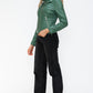 Snobbish Faux Leather Zip Up Drawstring Hooded Jacket