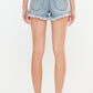 Kancan High Rise Frayed Hem Denim Shorts