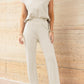 Round Neck Cap Sleeve Top and Pants Knit Set