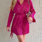 Tied Button Up Long Sleeve Dress