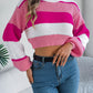 Color Block Round Neck Cropped Sweater