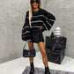 Contrast Round Neck Long Sleeve Sweater
