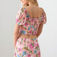 Le Lis Floral Puff Sleeve Crop Top and Mini Skirt Set