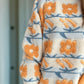 Flower Contrast Round Neck Long Sleeve Sweater
