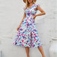 Cutout Slit Printed Cap Sleeve Dress