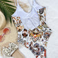 Printed Tie Back Scoop Neck One-Piece Swimsuit