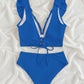 Ruffled V-Neck Sleeveless Two-Piece Swim Set