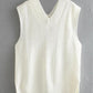 Ribbed V-Neck Sleeveless Sweater Vest