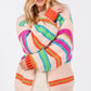 SAGE + FIG Rainbow Striped Open Front Knit Cardigan