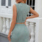 Round Neck Sleeveless Top and Drawstring Skirt Set
