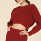 Ribbed knit crop top and skirt set