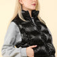 VERY J Shiny Metallic Zip Up Puffer Vest