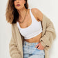 Open Front Long Sleeve Longline Cardigan