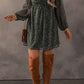 Ruched Printed Long Sleeve Mini Dress