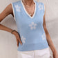 Floral Contrast Ribbed Trim Sweater Vest