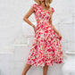 Cutout Slit Printed Cap Sleeve Dress