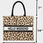 Fame Letter Graphic Leopard Tote Bag