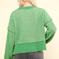 VERY J Exposed Seam Cropped Striped Slit Sweater