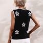Floral Contrast Ribbed Trim Sweater Vest