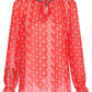 Printed Tie Neck Long Sleeve Blouse
