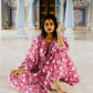 Floral Tie Neck Lantern Sleeve Dress