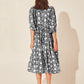 Floral Tie Neck Lantern Sleeve Dress