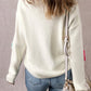 Crochet Flower V-Neck Long Sleeve Sweater