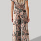 Printed Round Neck Short Sleeve Top and Pants Set