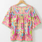 Printed Round Neck Half Sleeve Blouse