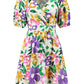 Printed Surplice Short Sleeve Dress