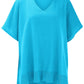 Slit V-Neck Half Sleeve Knit Top