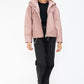 How Dare U Drawstring Hem PU Leather Zip Up Jacket
