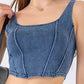 Seam Detail Cropped Denim Tank