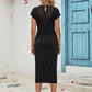 Slit Twisted Round Neck Midi Dress
