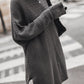 Round Neck Long Sleeve Slit Oversized Sweater