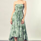 DRAWSTRING WAIST TIE DYE TUBE MAXI DRESS