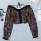 Printed Buttoned Balloon Sleeve Cropped Blouse