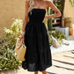 Smocked Strapless Tiered Midi Dress