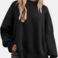 Round Neck Drop Shoulder Slit Sweater