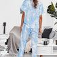 Tie-Dye V-Neck Tee and Joggers Lounge Set
